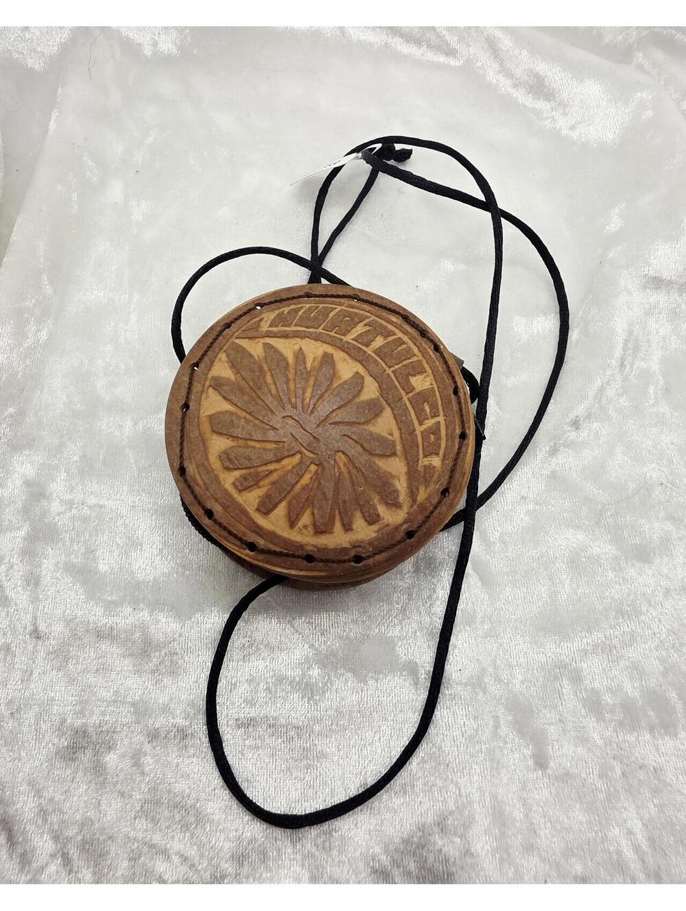 Vintage Hand Tooled Leather Medicine Pouch Southwestern Bird Sunburst Necklace